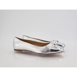 Michael Kors Honey Ballet Flats Womens 9 Silver Metallic Slip On Shoes Vegan